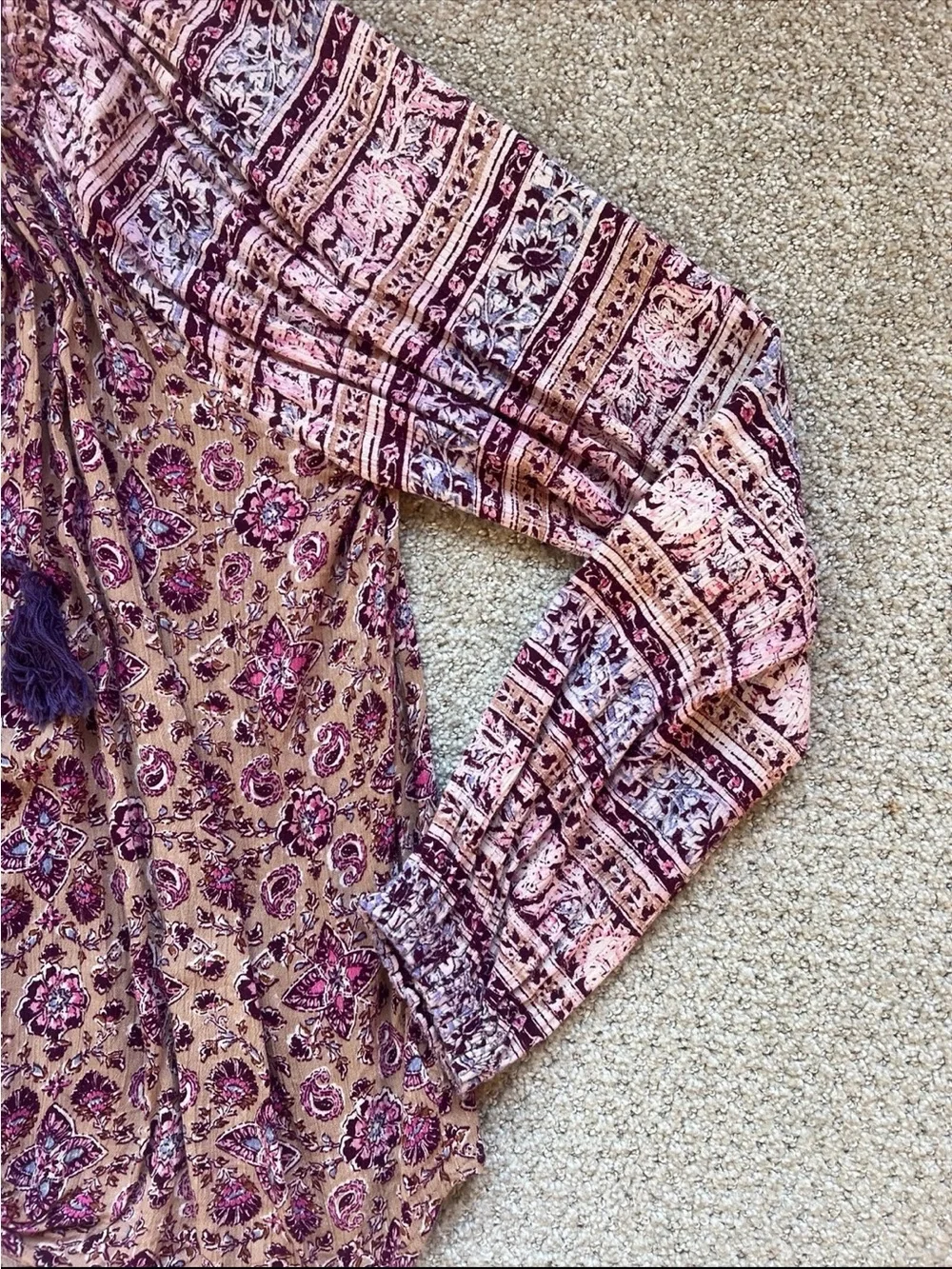 Billabong Lavender and Pink Floral Peasant Blouse